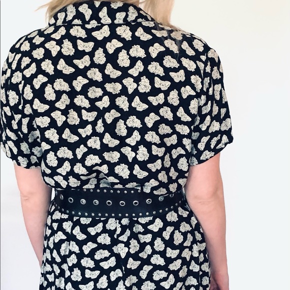 Black & white fine cotton dress button-up short sleeves EUR 40 US size 8 - 10 - Picture 8 of 16